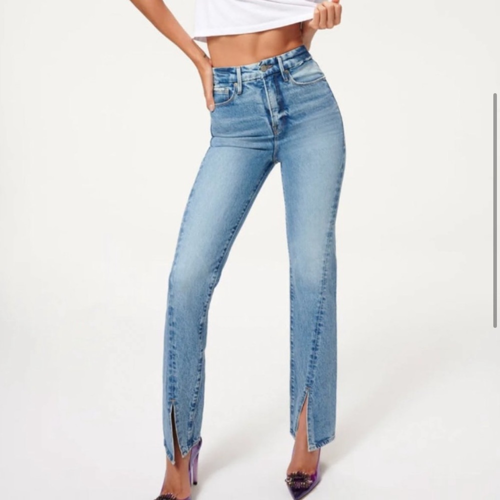 Good American Good Boy Twist Slit Women’s Straight Leg Jeans Size 4/27